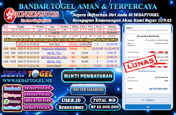 bukti jackpout togel