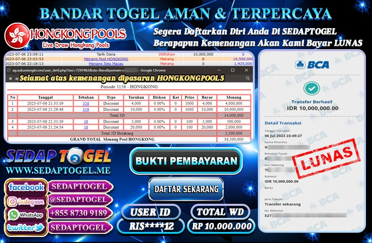 bukti jackpout togel