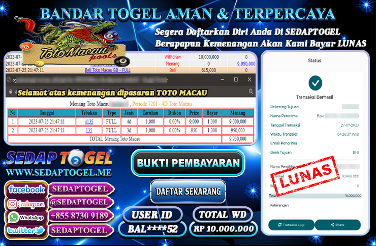 bukti jackpout togel