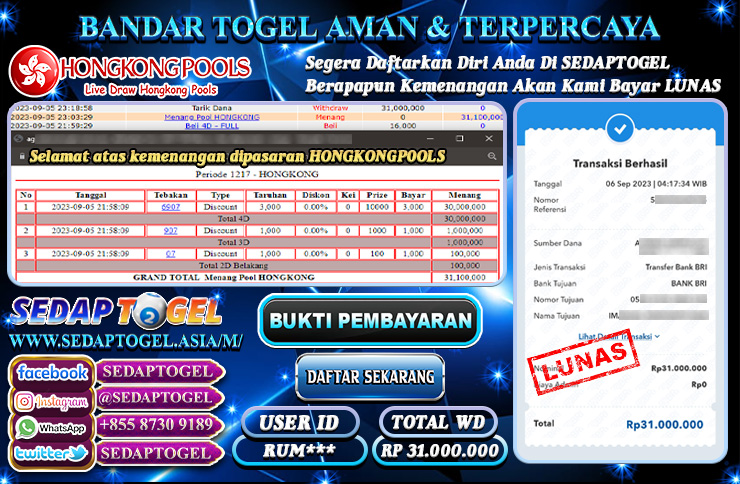 bukti jackpot hongkong