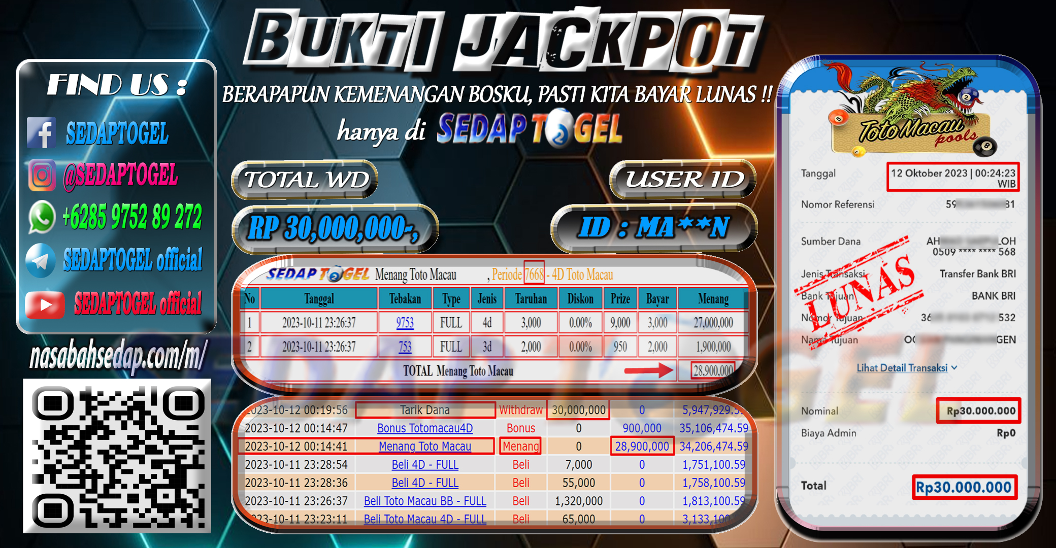 bukti jackpot togel