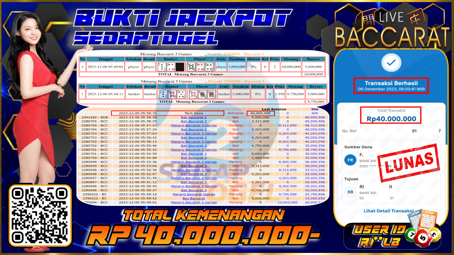 bukti jackpot live casino