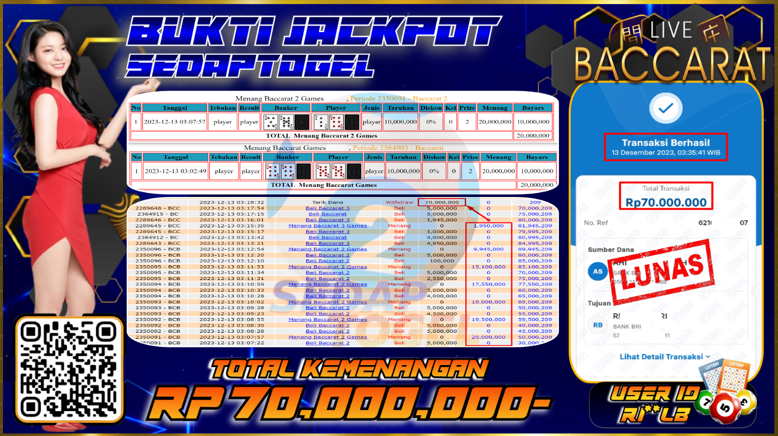 bukti jackpot live casino