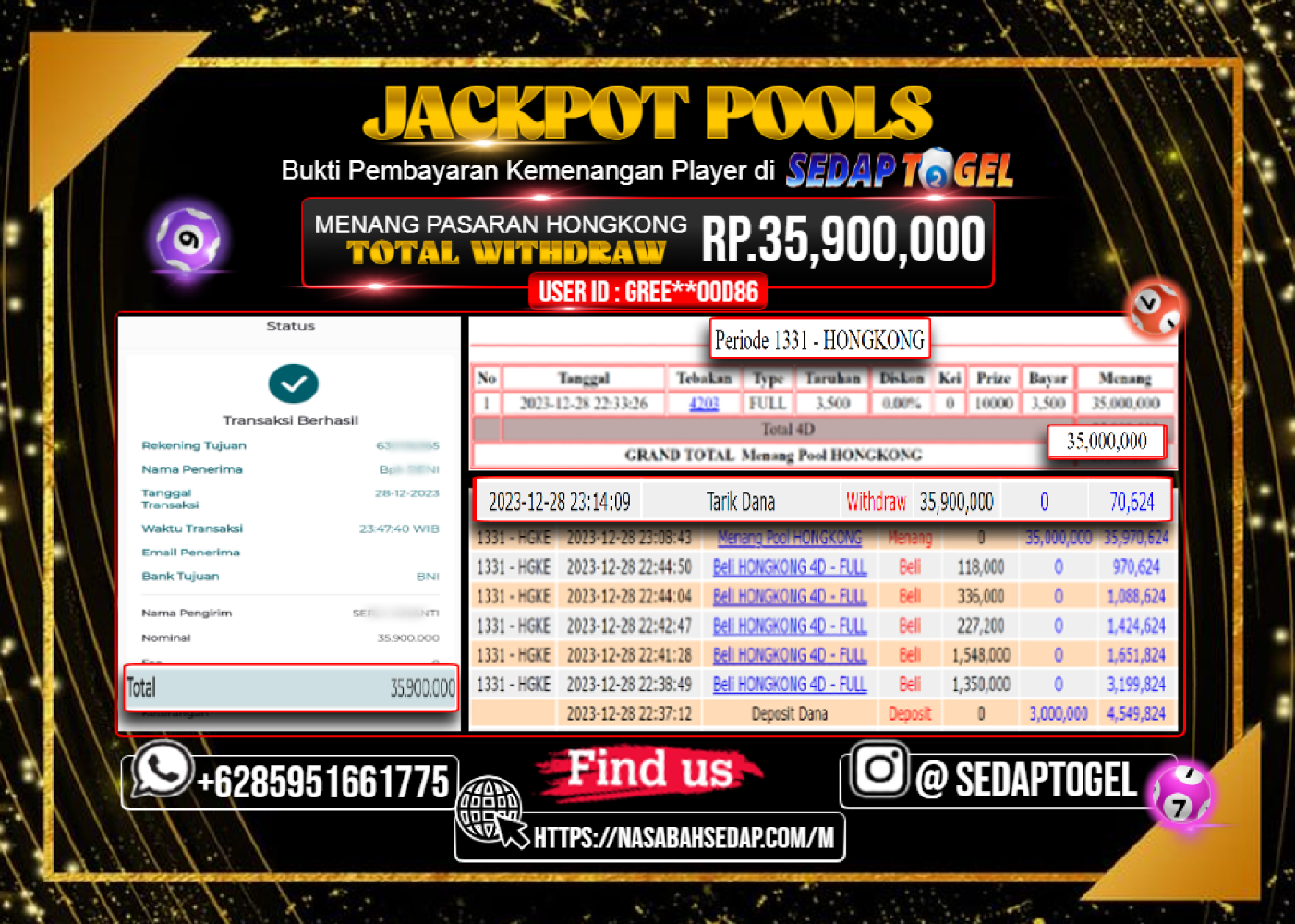 bukti jackpot togel